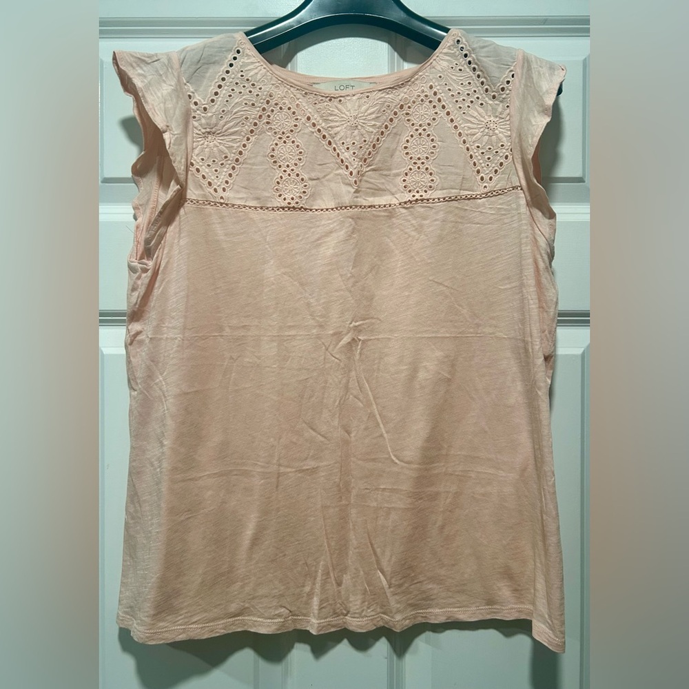 LOFT Blush Shirt with Lace Accent